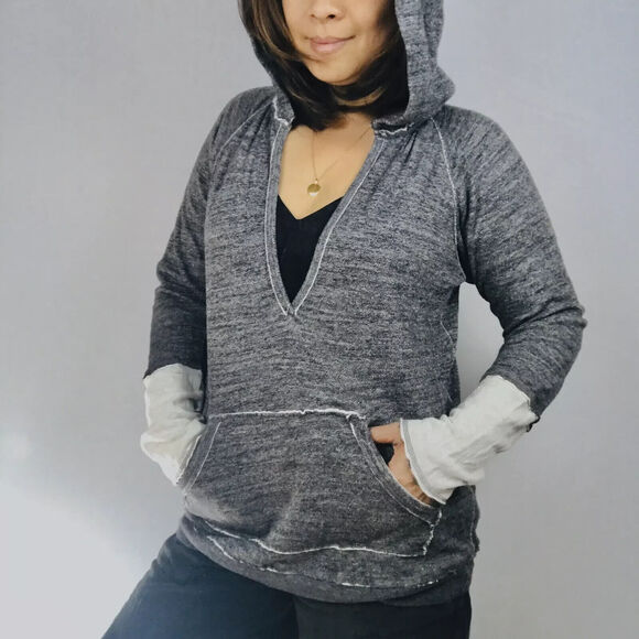 Wilfred Free Double Cloth Hoodie Large Women's Heathered Boyfriend Popover (6) - Picture 1 of 11